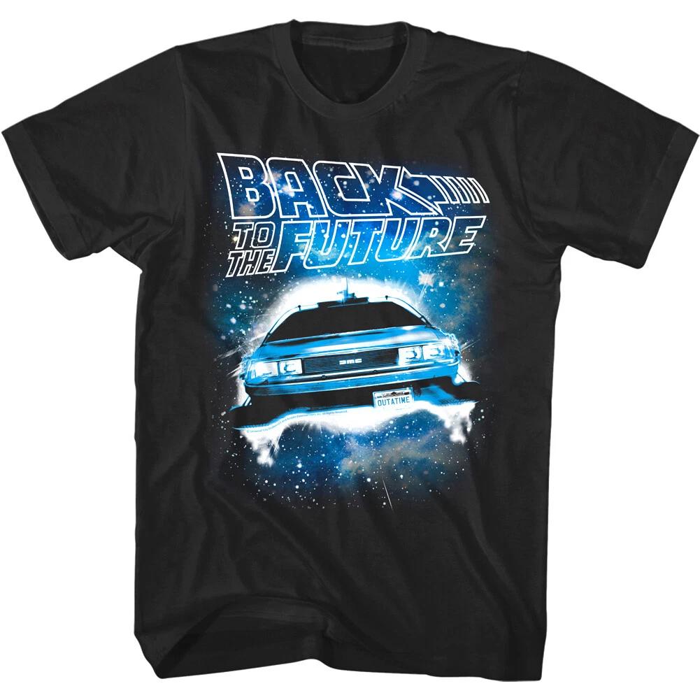 Back to The Future Galactic DeLorean Men's T Shirt Space Car Time Travel Stars