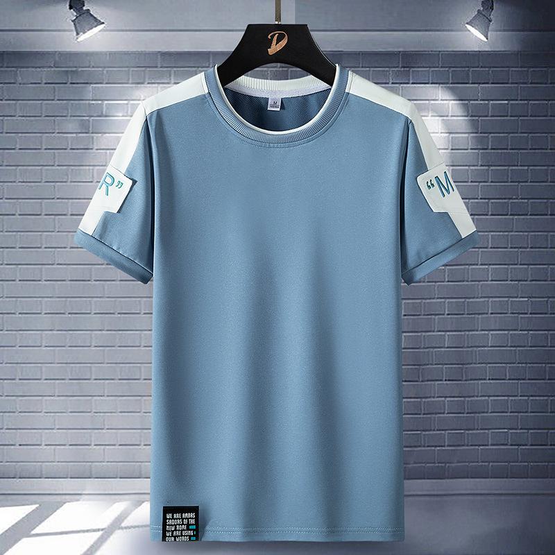 Футболка с коротким рукавом Мужская летняя свободная и универсальная футболка из чистого хлопка с коротким рукавом