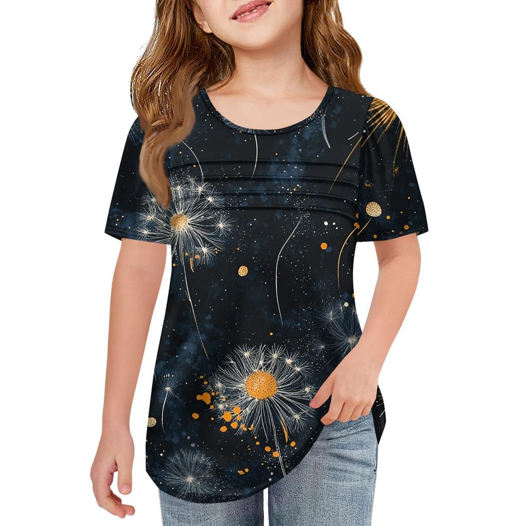 Детские футболки-поло Летнее пальто для отдыха с короткими рукавами Футболка с круглым воротником и принтом