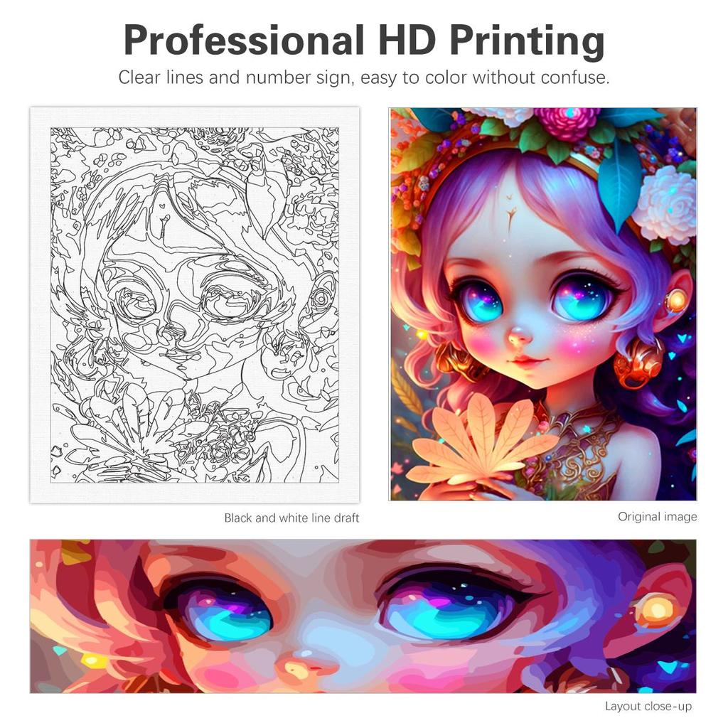 Рамка для рисования по номерам для взрослых, рисунок девушки из мультфильма, картина по номерам, стартовые наборы для домашнего настенного художественного декора 40x50