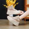 Chunky High-top Fluffy Thick Warm WOMEN'S Snow Boots Fashion Non-slip Outdoor Cotton Shoes 5cm Thick Sole Girls Sneakers