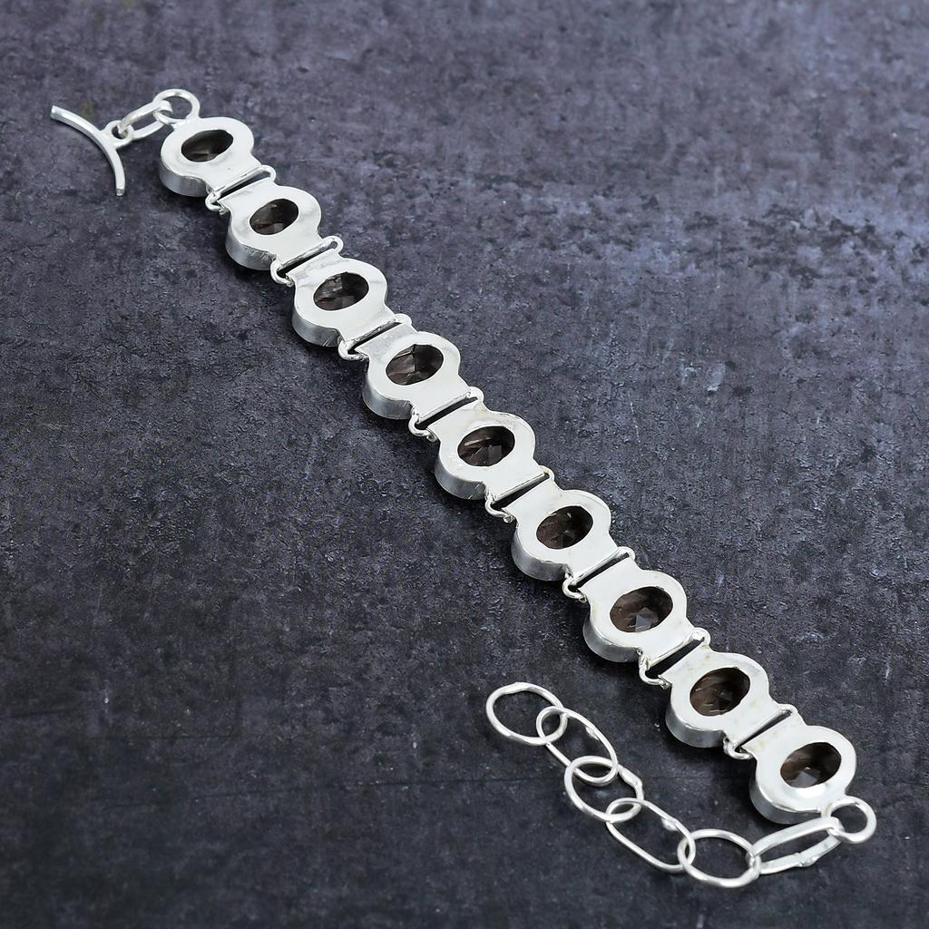 Morganite Gemstone Handmade 925 Sterling Silver Bracelet 7-8" Z3u39