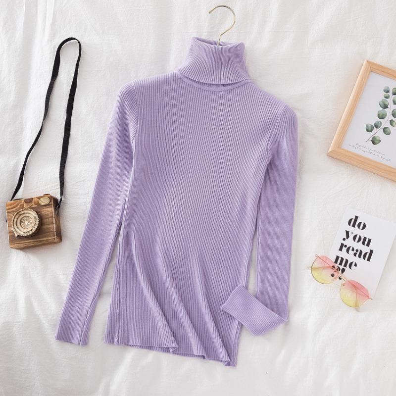 Fashion Turtleneck Long Sleeve Pullover Knitted Women Sweater Spring Autumn Thin Slim Fit Loose Simple Tops Sweaters Korean Version Bottoming Top