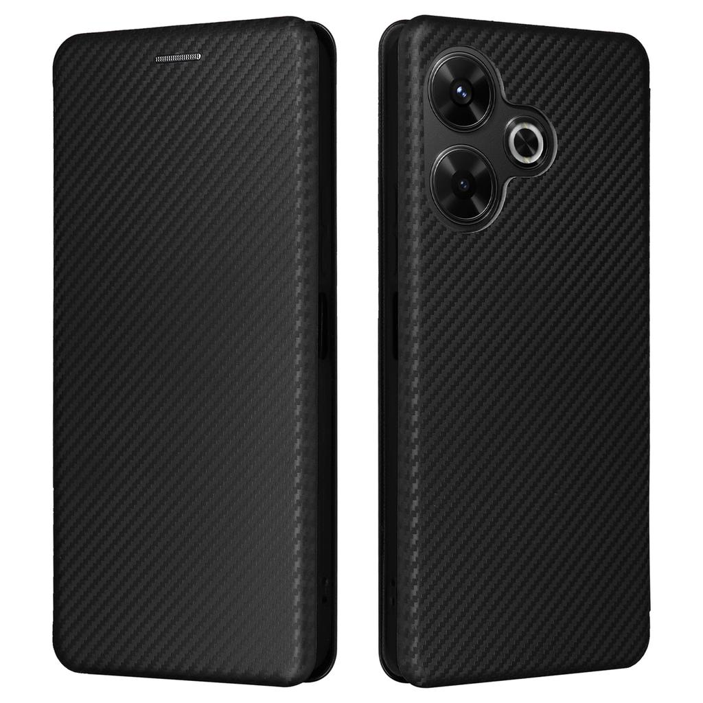 Для Xiaomi Redmi 13 5G/13 4G/Note 13R 5G Чехол для телефона Кожаная обложка-подставка с текстурой углеродного волокна