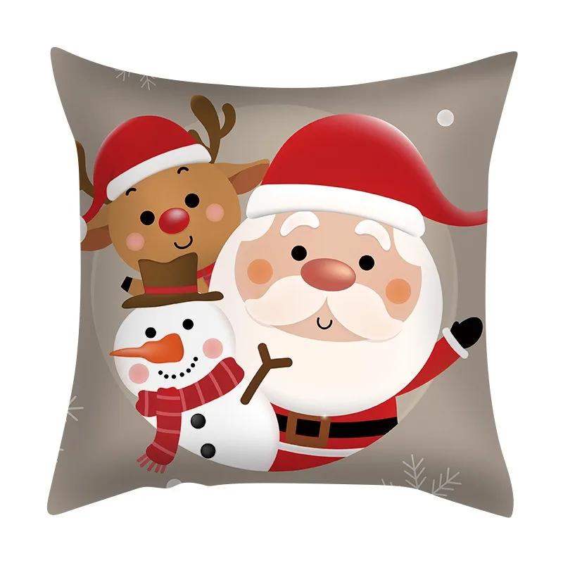 Christmas Set Luxury Home Decor Santa Claus Pattern Fashion Pillow Office Seat Cushion Cover