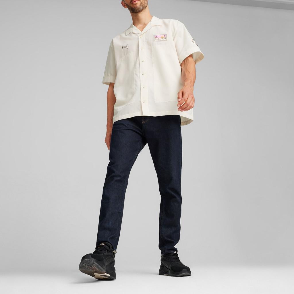 Puma Рубашка Porsche Legacy Crew Letter Print Casual Breathable с коротким рукавом для мужчин, рубашки High-Mountain-Snow 624571-02