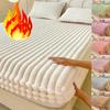 1PC Soft Warm Plush Mattress Protector Cover Winter Couple 2 People Black White Plaid Elastic Fitted Sheet Bed Protection Pad