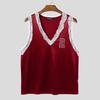 INCERUN Men V Neck Sleeveless Lace Hem Letter Casual Tank Tops Undershirts