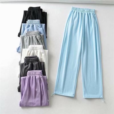 Новые женские летние брюки гаремы с высокой талией: Легкий, однотонный, свободного кроя со шнурком и манжетами на щиколотках.