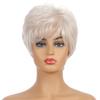 Lady Short Silver Grey White Synthetic Wigs for Women Hairstyle Female Daily Natural Hair Curly Heat Resistant Mommy Wigs