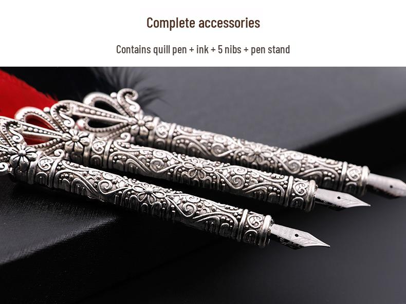 Европейский Ретро Набор для Каллиграфии с Перьями: Перьевая ручка с косым пером, держателем и гравировкой чернилами