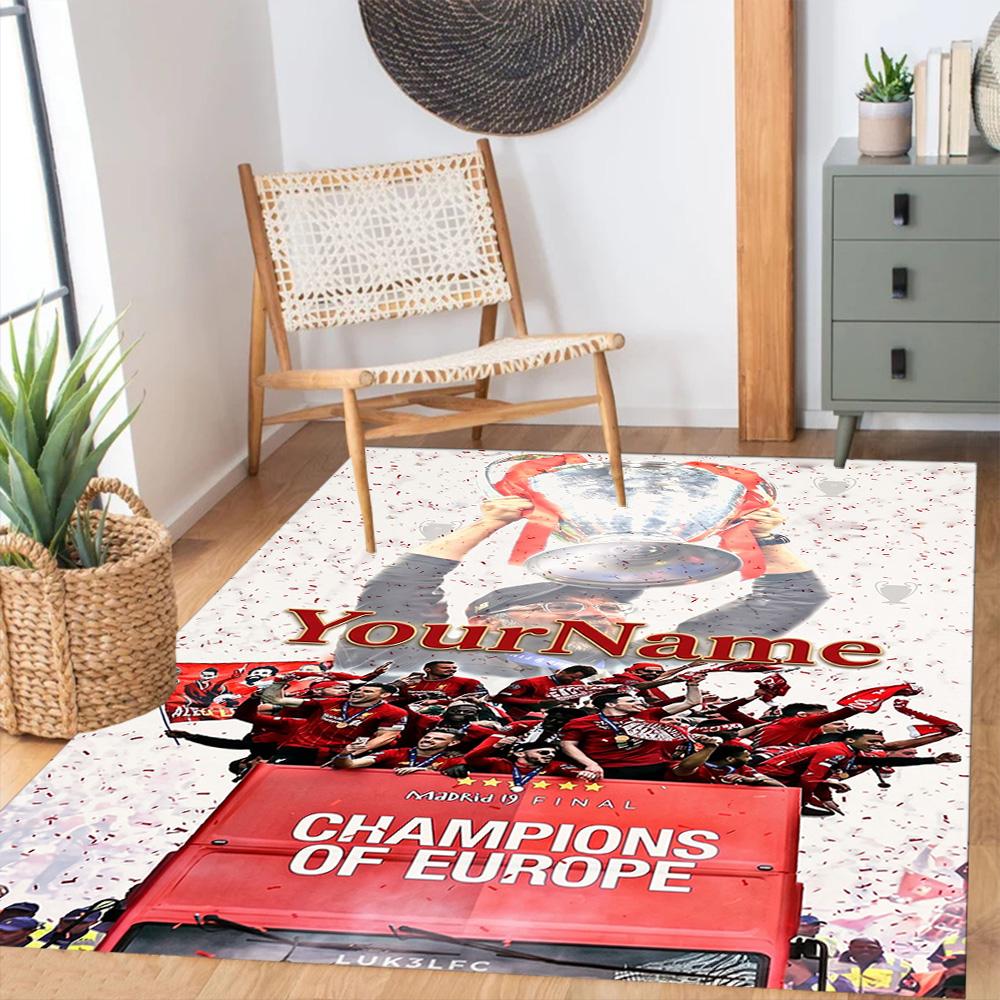 Liverpool Customized Name Area Rug Perfect for Game Room Hallway Kitchen Study room Anti-slip Rug Office home decor Spiritual Gift