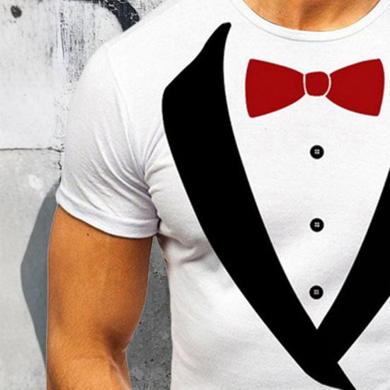 Мужская футболка, имитация костюма-двойки, пуловер, топы с круглым вырезом, короткий рукав, дышащая повседневная одежда