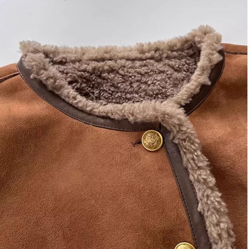 Korea Retro Maillard Wool Fur Coat Female 2024 Winter New Short Loose Plush Jackets Fashion Design Casual Clothes Thick
