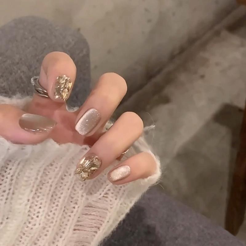 Носимые наклейки для нейл-арта в стиле китайской живописи тушью - Длинные Т-образные накладные ногти