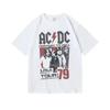 Новая Хлопковая Футболка с Принтом Рок-Группы AC/DC Певец Женская Мужская Высокое Качество Круглый Вырез Дышащая Y2K Короткий Рукав 2026 Топ для Фанатов