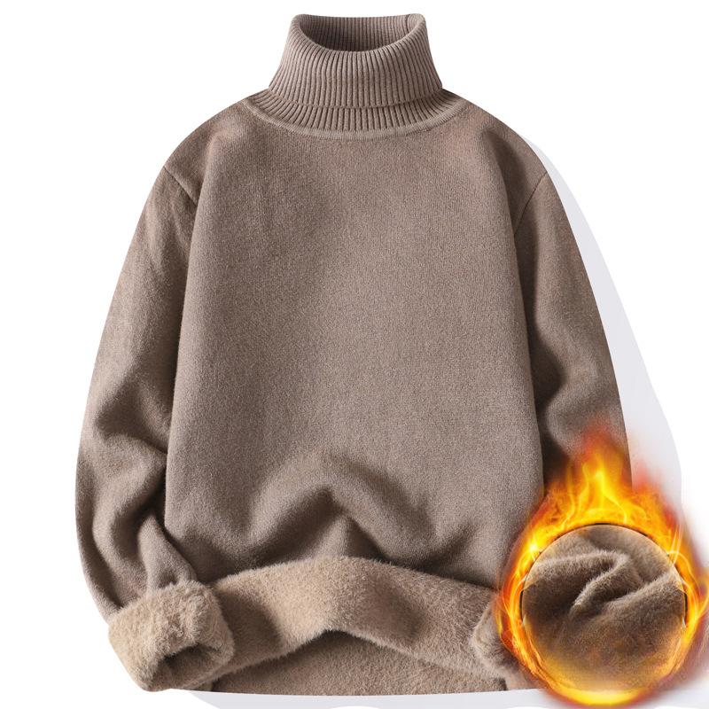 Осень-зима Мужская водолазка Теплый свитер Мужские вязаные пуловеры Водолазка Вязаный свитер Мужской облегающий повседневный свитер