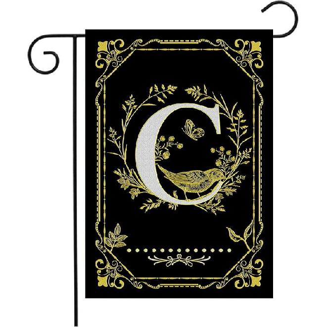 Monogram Q Garden Flag Initial Outdoor Flags Letter Q Flag for Front Yard Porch Lawn Outside Seasonal Garden Flags 12x18 Double Sided