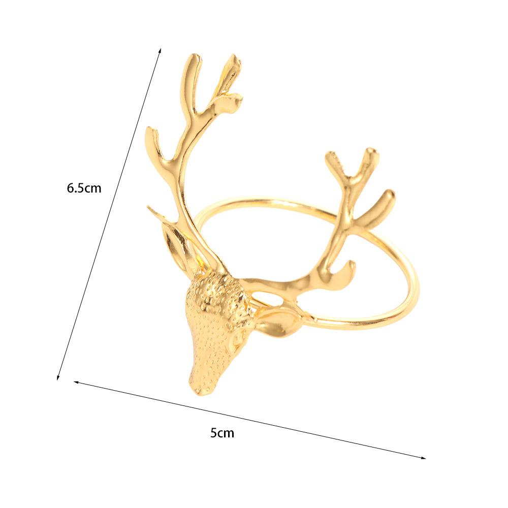 6Pcs Reusable Christmas Deer Napkin Ring Gold/Silver Napkin Buckle Elk Head Napkin Holder  Hotel