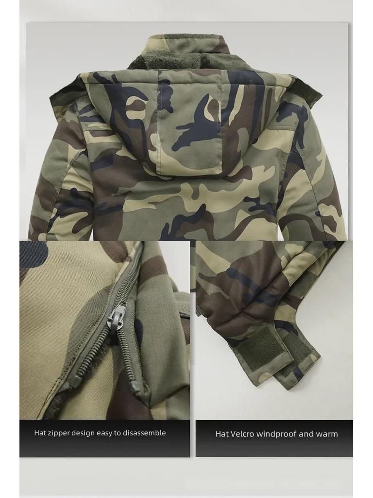 Мужская зимняя камуфляжная хлопковая рабочая куртка - толстое теплое военное пальто для охраны труда