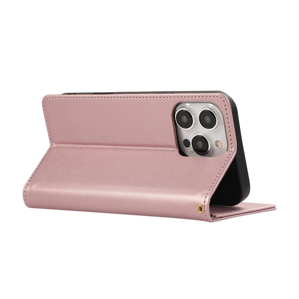 For iPhone 16 Pro Case RFID Blocking Wallet Stand Rhombus Leather Phone Cover with Wrist Strap