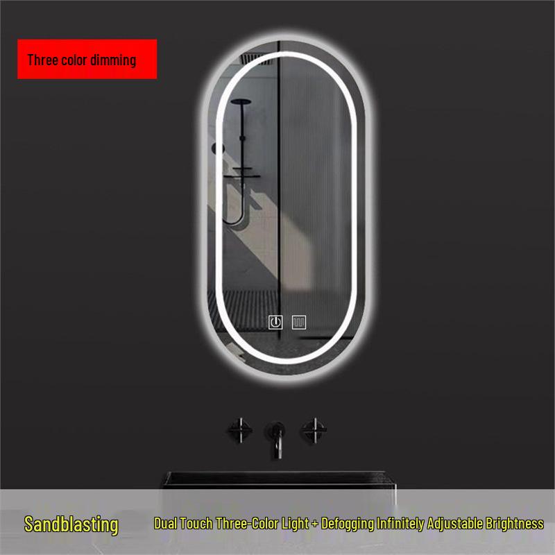 Oval LED Smart Vanity Mirror, Anti-Fog, Wall-Mounted for Bathroom Use.