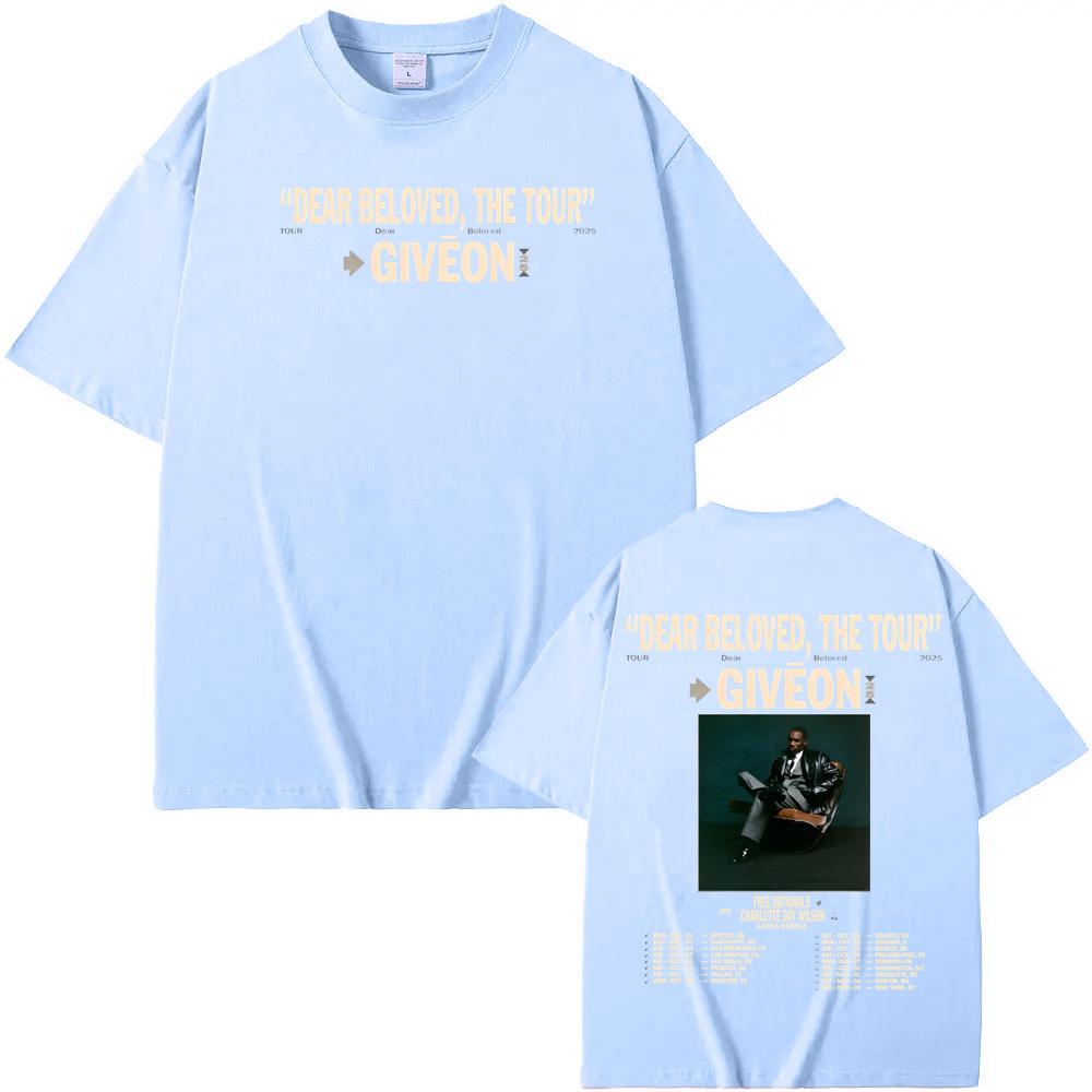 Giveon DEAR BELOVED THE TOUR 2025 Футболка Хип-хоп Хлопковая футболка Американский рэпер Панк Футболка Ropa Hombre Готическая одежда