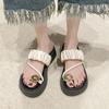 Fashion Metal Cover Toe Thick-soled Dopamine Women, New Models In the Summer of 2025, Small People Increase Their Height and Wear Beach Shoes