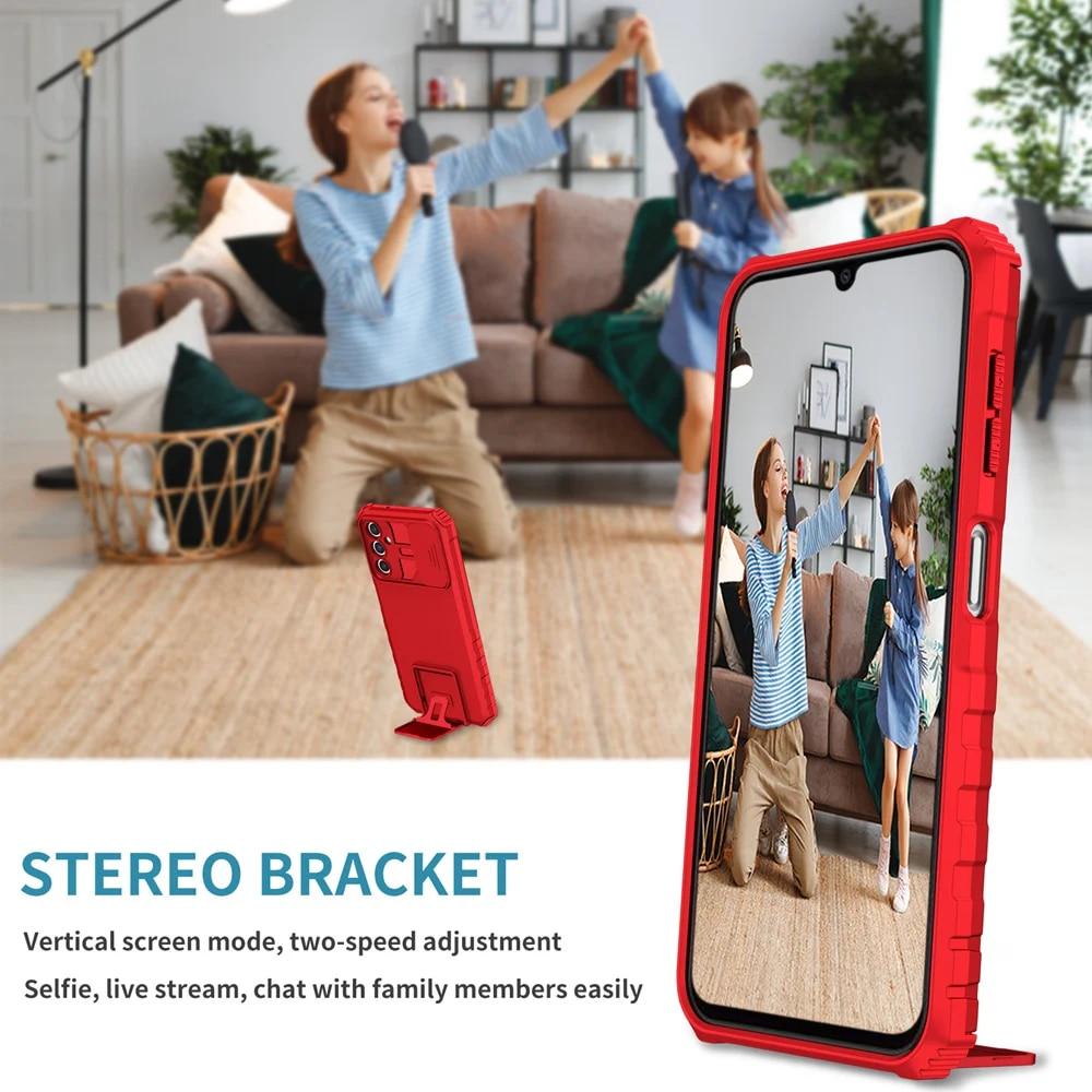 KEYSION Противоударный чехол для Samsung A05S A05 A15 A25, защита объектива слайд-камеры, задняя крышка для телефона с подставкой для Galaxy S23 FE