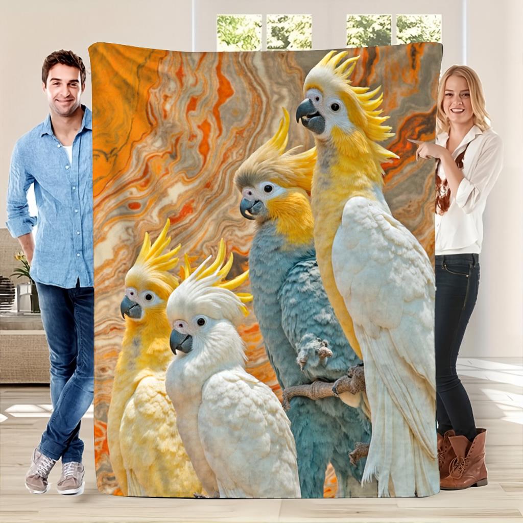 Parrot animal pattern Flannel printed blanket suitable for all seasons suitable for living room office sofa and travel 180x250CM