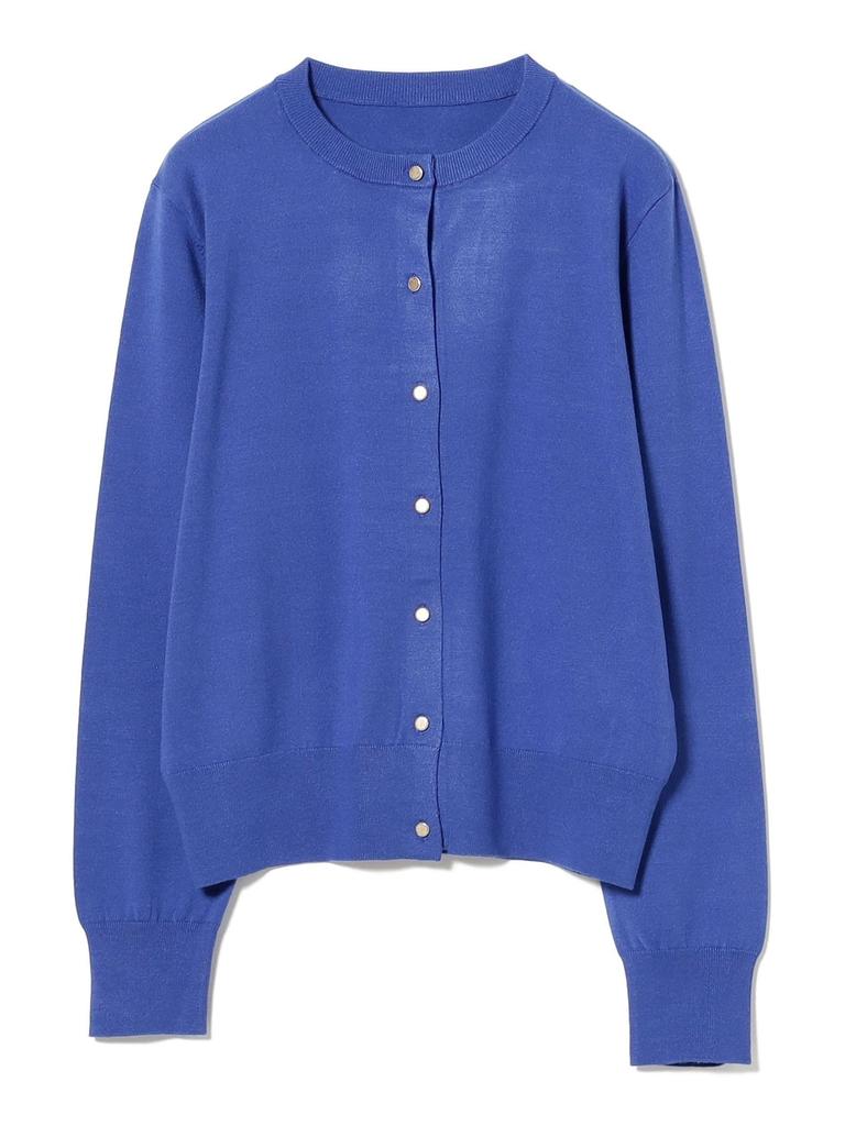 B:MING LIFE STORE by BEAMS Women's Long Sleeve Knit Cardigan with Design Buttons, Blue/Free Size