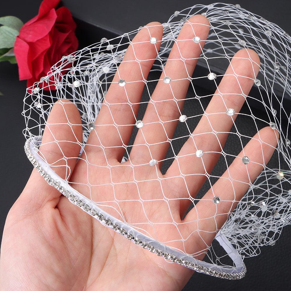 Черная сетчатая маска для лица, свадебная фата для невест, вуаль Birdcage, румяна, белая повязка на голову