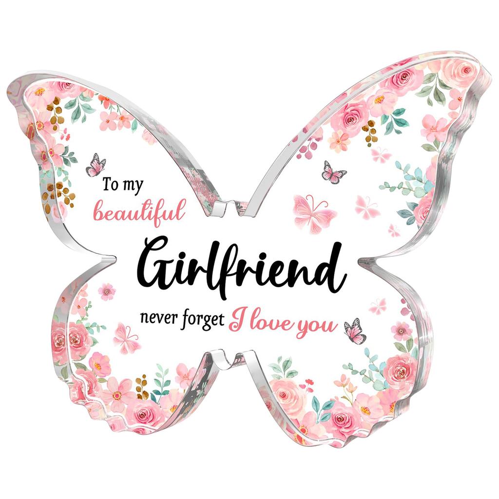 1pcs Personalized Acrylic Pink Butterfly Custom Wedding Name Baby Baptism Mirror Black Engraved Tag Decoration Ornament Gift