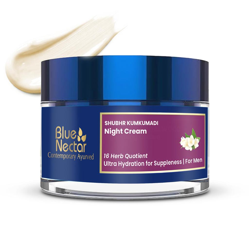 Ночной восстанавливающий крем Blue Nectar Kumkumadi для мужчин | Ночной крем для ежедневного восстановления кожи с натуральным сиянием | Увлажняющий аюрведический увлажнитель для лица для жирной и