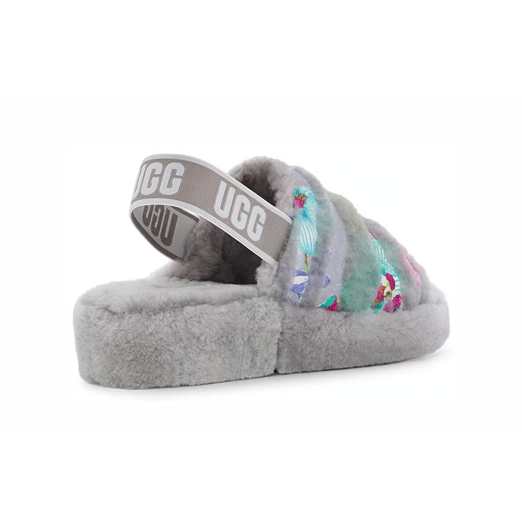 UGG Модные женские сандалии на платформе с принтом «Тигровый глаз» и цветами, серые 1127055-CBB