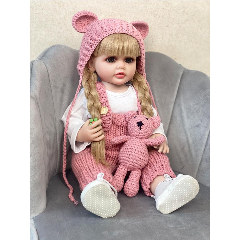 Красивая мягкая реалистичная мини-новорожденная кукла с волосами, кукла для девочек, подарок на день рождения для малышей, 55 см