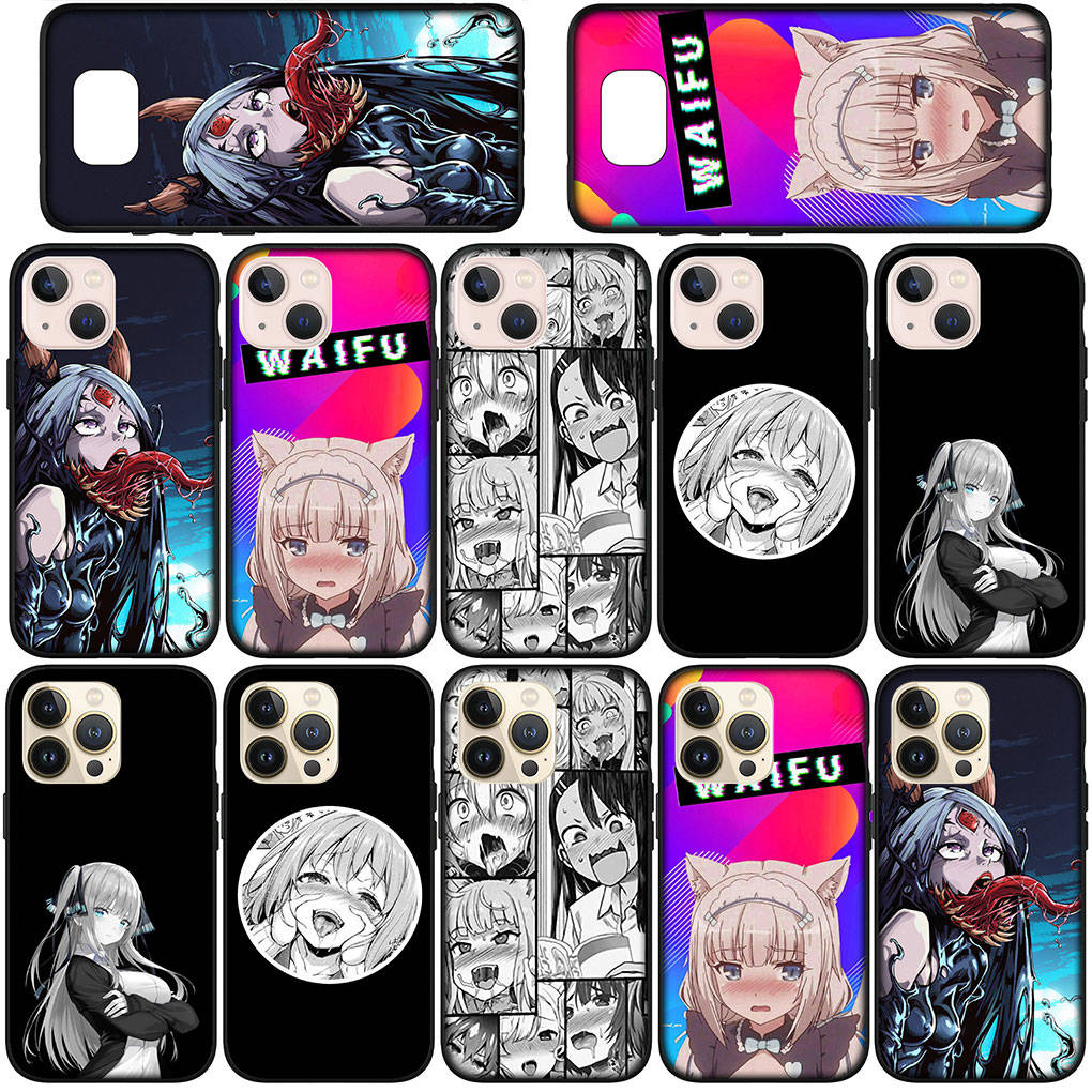 Чехол для Samsung Galaxy S25 S24 S23 iPhone 16 15 Xiaomi Redmi Note 14 13 12 16E 11 Pro OPPO Moto Huawei Ahegao Hentai Manga Harajuku Anime Girl Cover