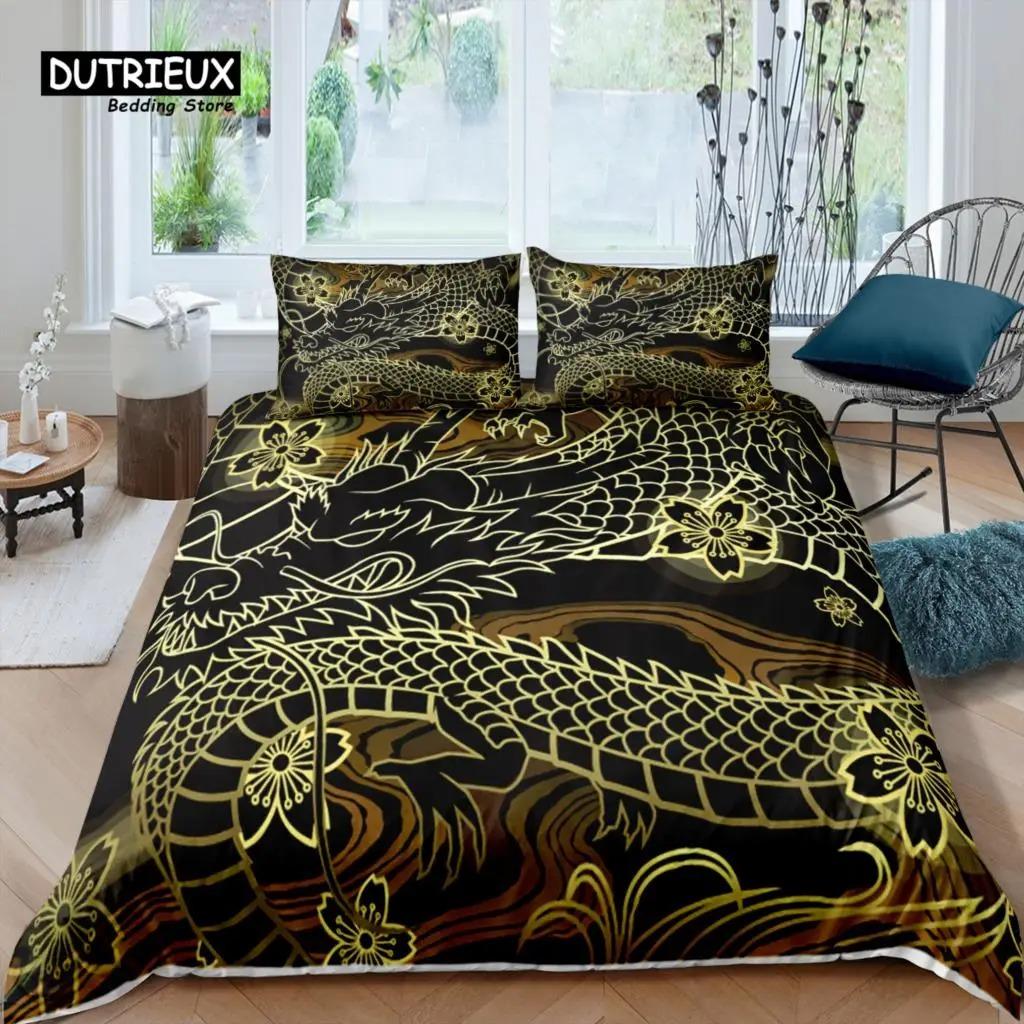 Главная Жизнь Роскошь 3D Дракон Постельное белье Пододеяльник Наволочка Детский Постельное белье Queen и King Размер EUUSAUUK