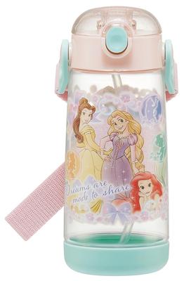 Skater Бутылка для воды с трубочкой Прозрачная бутылка 480 мл Силиконовая Disney Princess 25 Девочек PDSH5 Детская