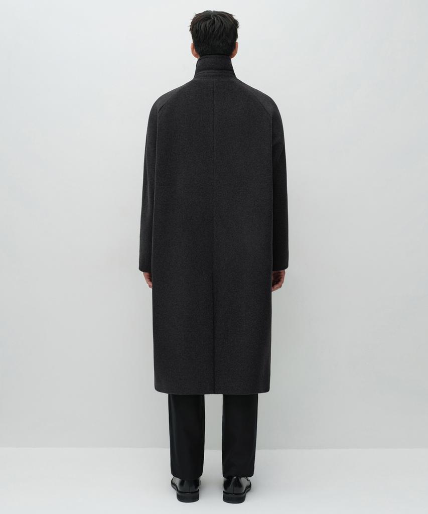 MUSINSA STANDARD Cashmere Blend Oversized Minimal Balmacaan Coat [Charcoal Grey]