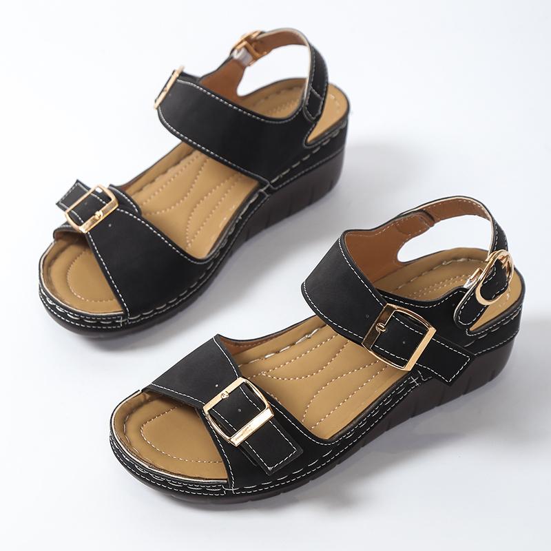 Fashion Buckle Wedge High Heel Sandals for Women Comfort Soft Platform Sandals Woman Light Non-Slip Sandalias Mujer Plus Size