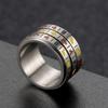 Oakky unisex stainless steel Fruit slot machine pattern fun rotatable lucky ring Creative 3 layers are gambling size 24
