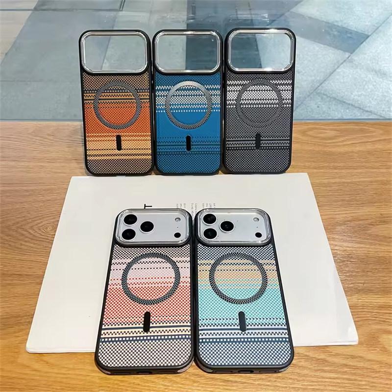 Тонкий чехол с магнитным полосатым узором для iPhone 17 Air Pro Max 16 15 14 Plus Pro Max для Magsafe Противоударный Ультратонкий Цветной чехол