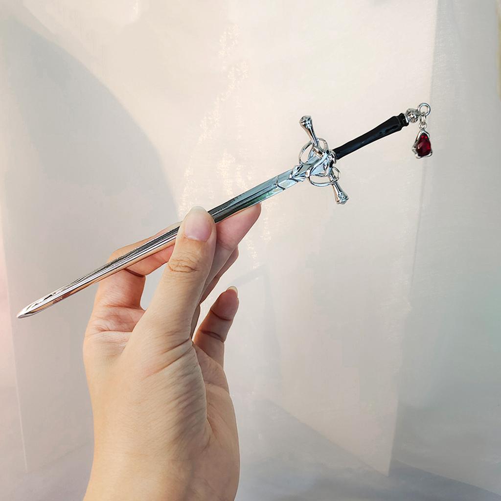 Красивый панк-рубиновый кулон-меч, шпилька для волос, головной убор, палочка для волос с кисточками, аксессуары для волос для маскарадов