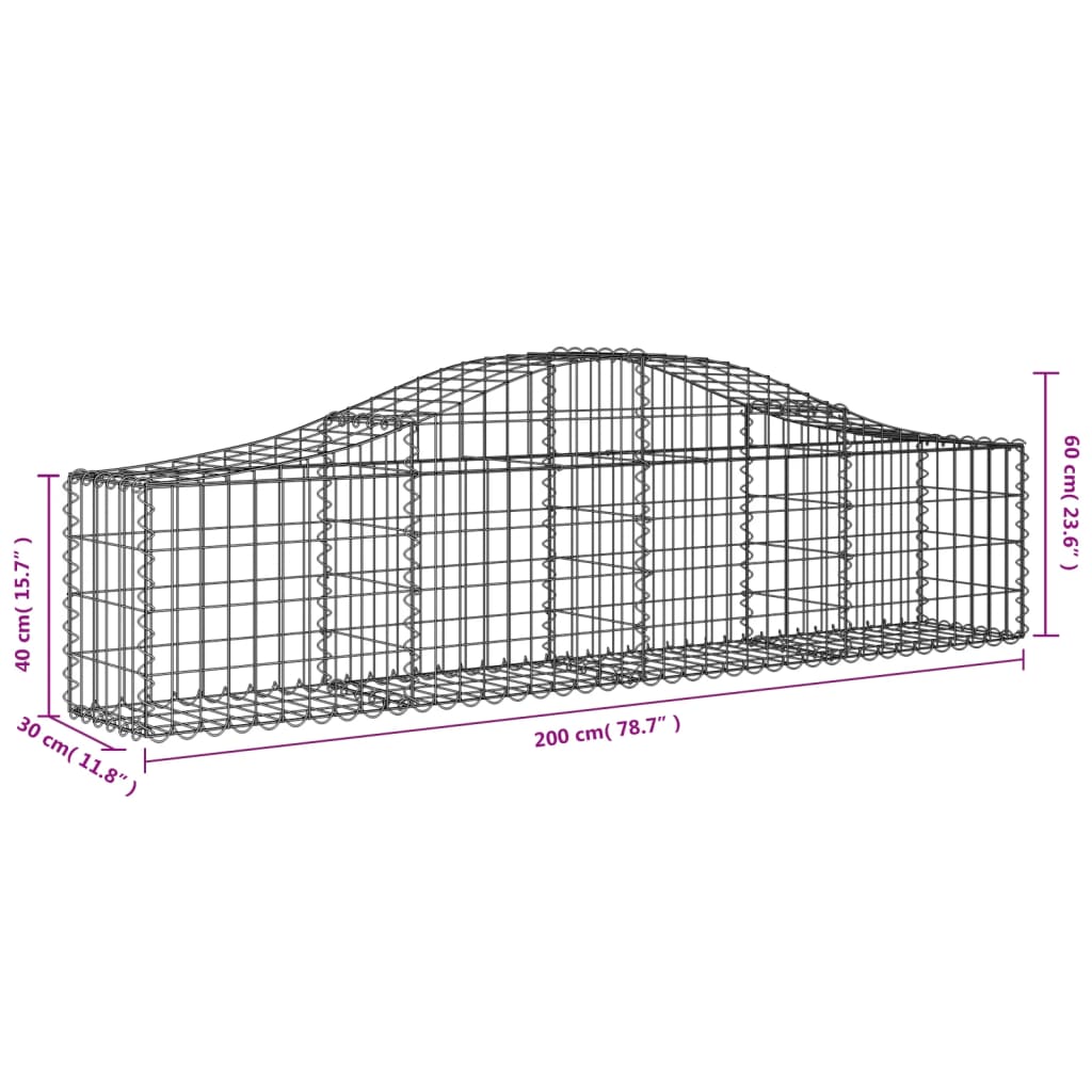 Vidaxl Kosze Gabionowe, 2 Szt, 200X30X40/60 Cm, Galwanizowane Żelazo