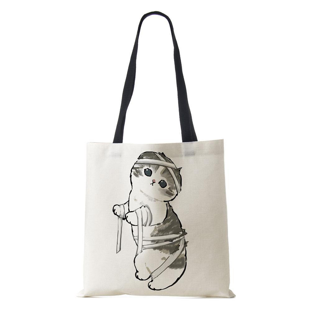 Сумка на плечо с рисунком собаки, винтажная женская многоразовая холщовая сумка-тоут в стиле Харадзюку, Повседневная складная сумка для покупок, 2022 г.