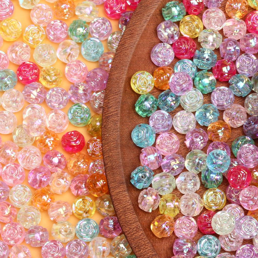 100 шт. 8 мм акриловые двухсторонние маленькие розовые бусины для ожерелья, серег, браслета, самодельный материал для бисероплетения