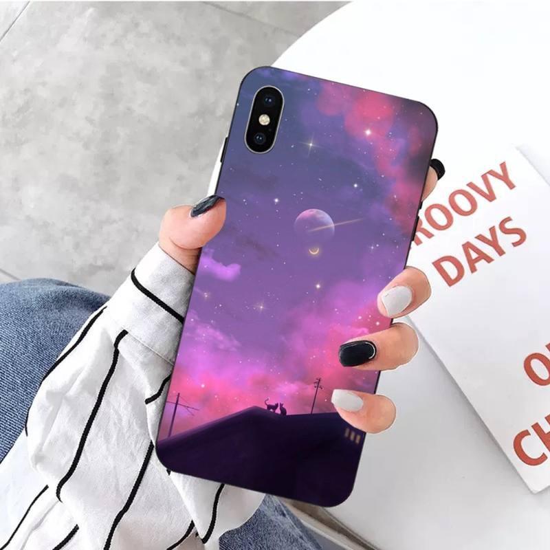 Мягкий чехол для телефона Kawaii Sky Space для iPhone 14 13 12 11 XS X 8 7 6 Plus Mini Pro Max SE 2022, мягкий черный чехол для телефона