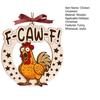 Funny F-Caw-F Chicken Christmas Ornament Wooden Rooster Christma Tree Decoration White