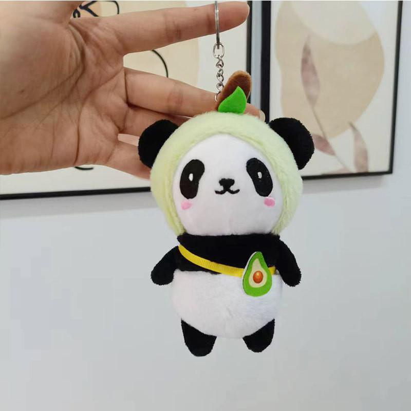 Adorable Plush Panda Keychain Avocado Short Plush Stuffed Animal Doll Bulk